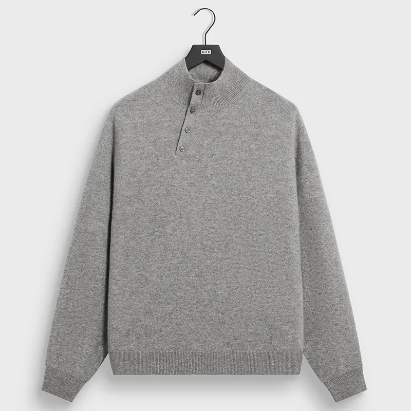 &Kin Mid Heather Grey Cashmere Cyrus Turtleneck