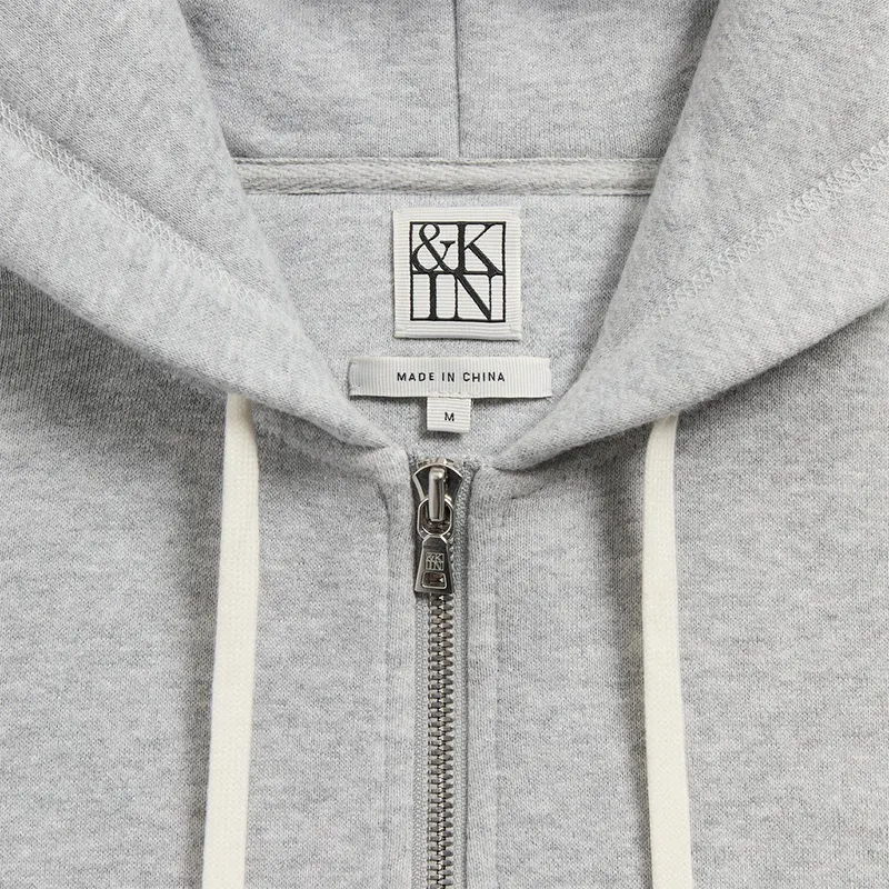 &Kin Plush Fleece Hiroshi Zip Front Hoodie - Image 3