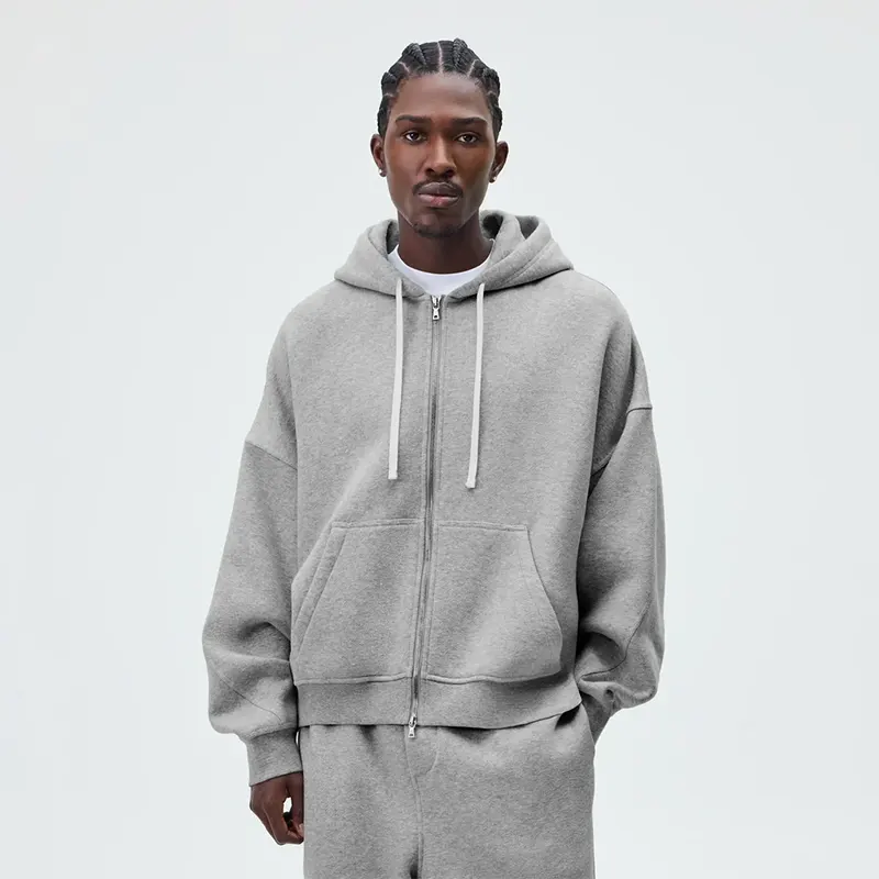 &Kin Plush Fleece Hiroshi Zip Front Hoodie - Image 5