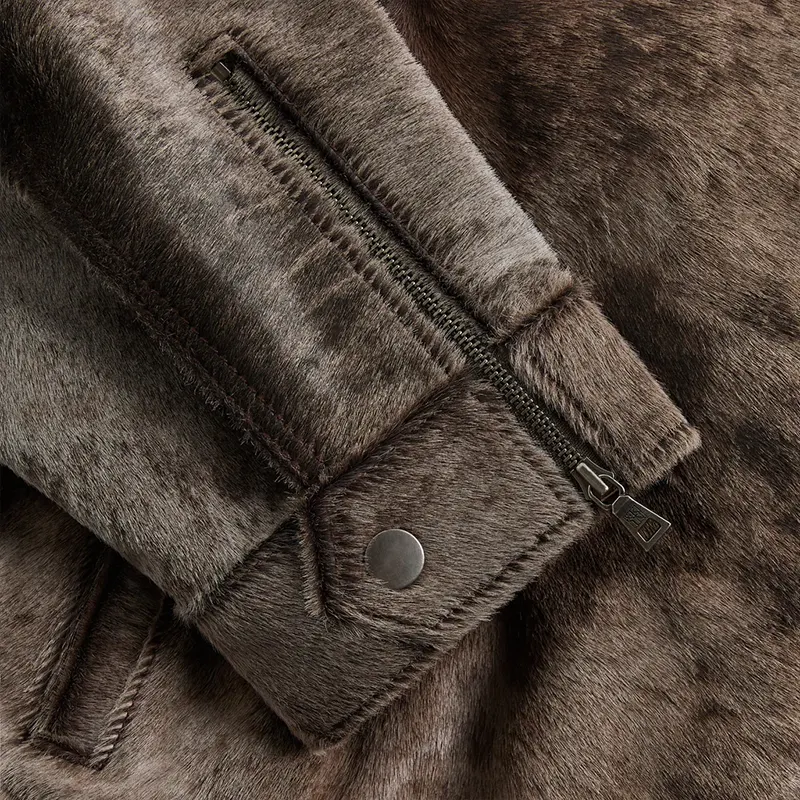 &Kin Pony Hair Cassius Moto Jacket - Image 5