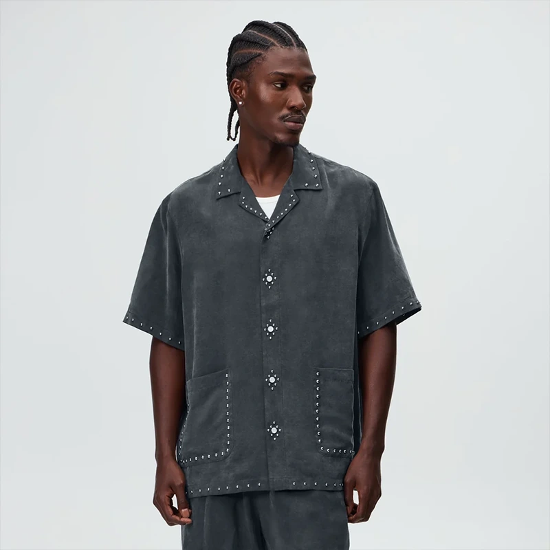 &Kin Studded Cupro Linen Sawyer Shirt - Image 5