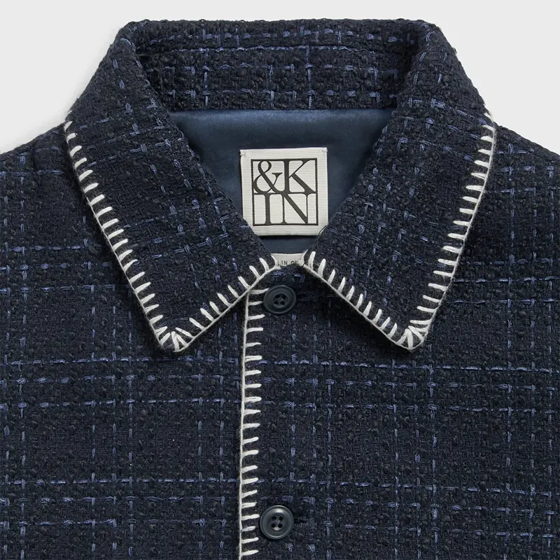 &Kin Tweed Boxy Collared Overshirt - Image 3