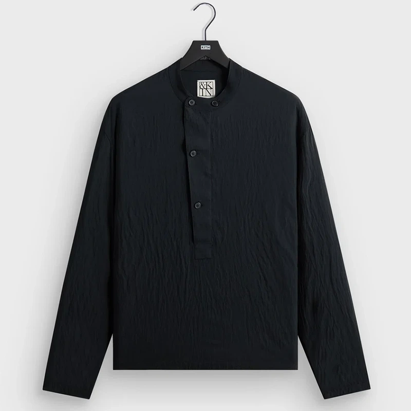 &Kin Wrinkle Cupro Black Leven Shirt