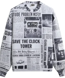 Kith For Back To The Future Newspaper All-Over Printed Nelson Crewneck