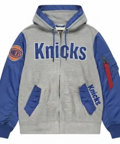 Knicks MA-1 Blue Gray Hoodie