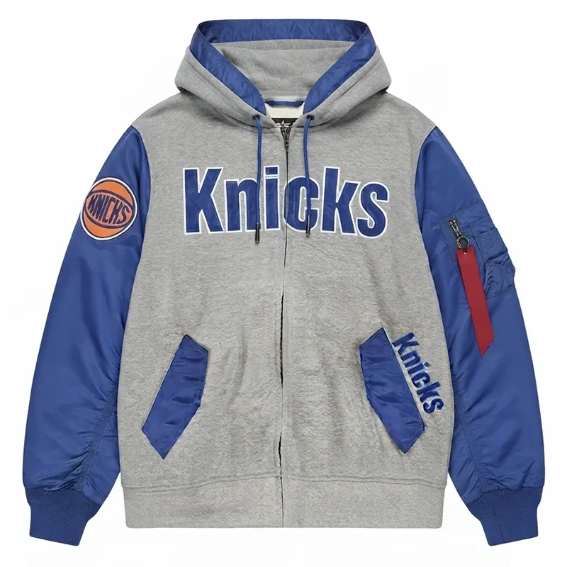 Knicks MA-1 Blue Gray Hoodie