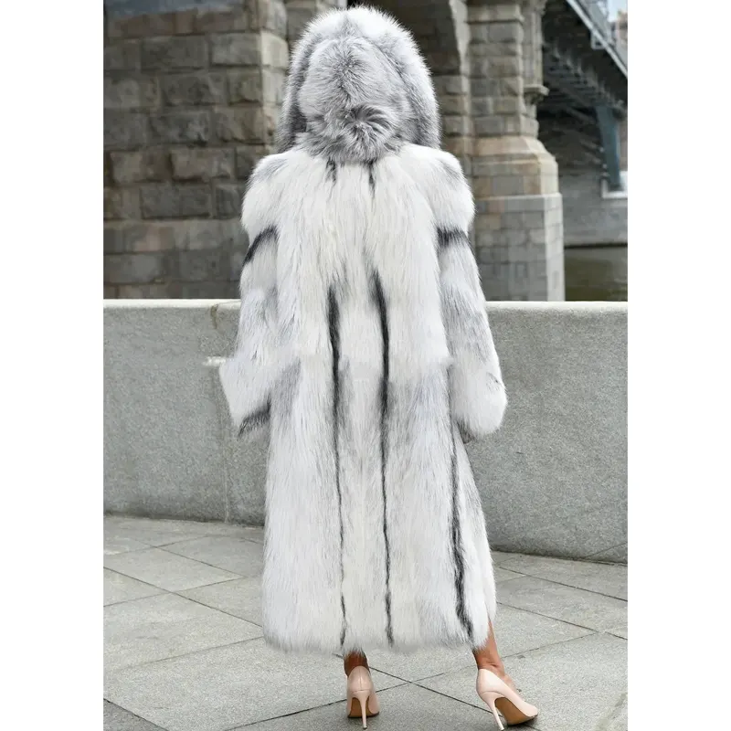 Luxury Artic Marble Faux Fur Coat - Image 3