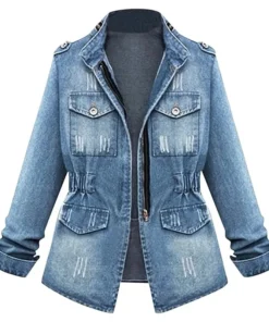 Ladies Casual Oversize Jean Chain Jacket