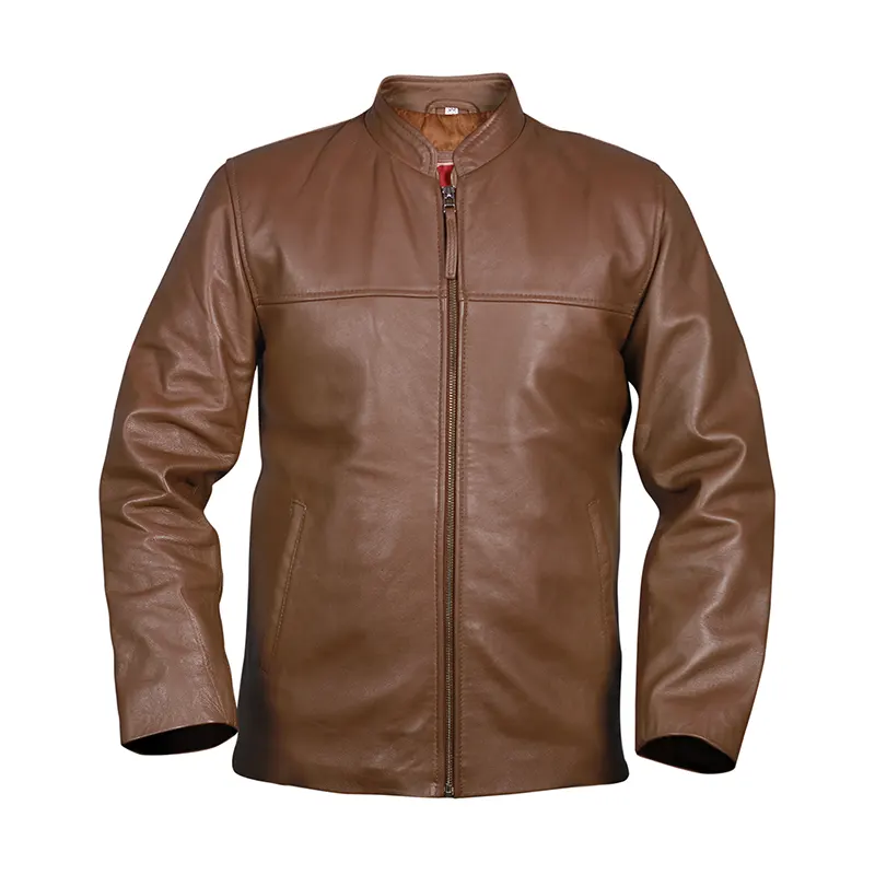 Light Brown Men's Casual Biker Leather Jacket