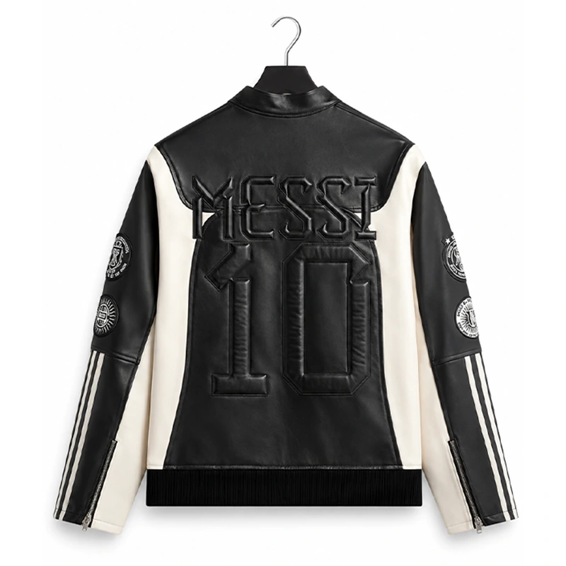 Lionel Messi Football Leather Biker Jacket - Image 3