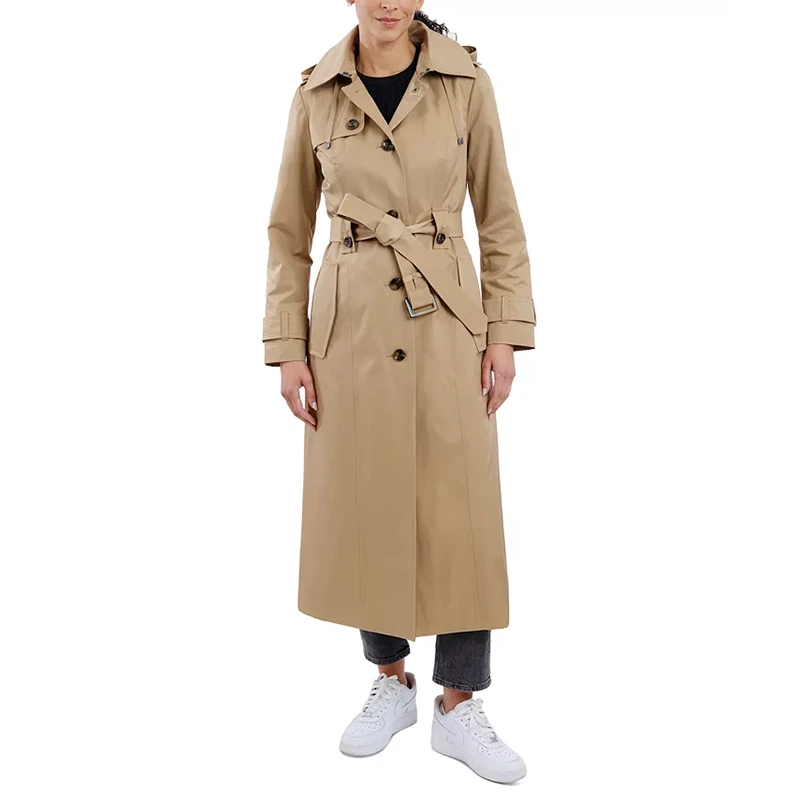 Women's Hooded Belted Maxi Trench Coat
