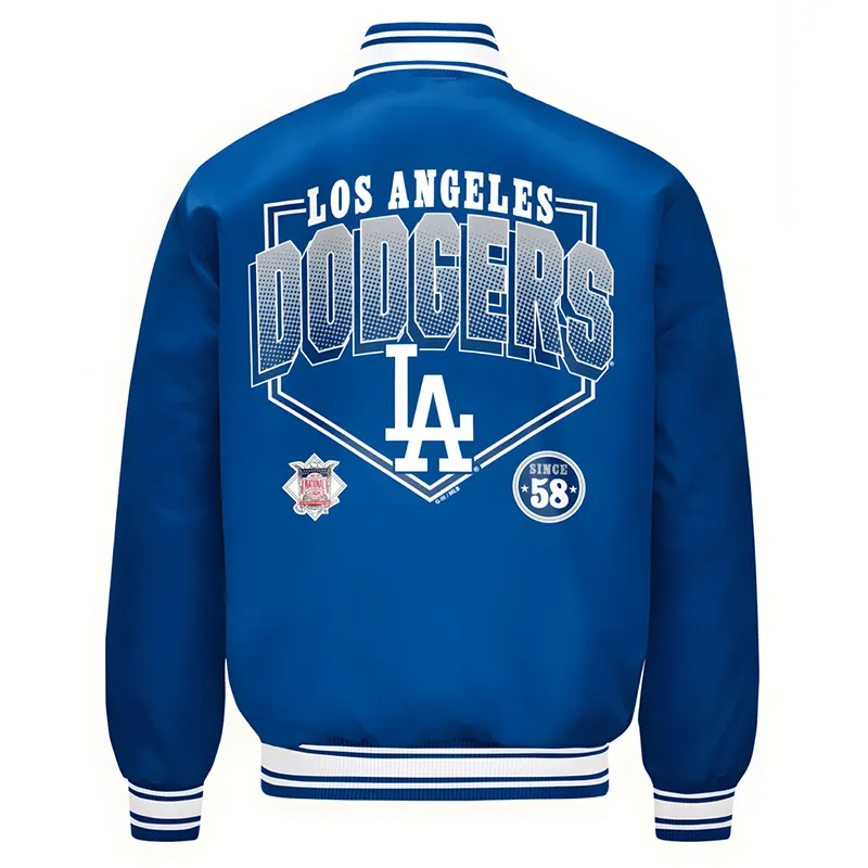 Los Angeles Dodgers Home plate Printed Graphic Satin Varsity Jacket - Image 2