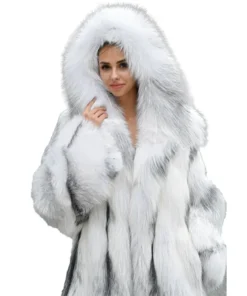 Luxury Artic Marble Faux Fur Coat