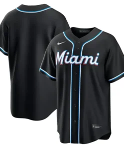 MLB Mens Miami Marlins Nike Black Out Jersey