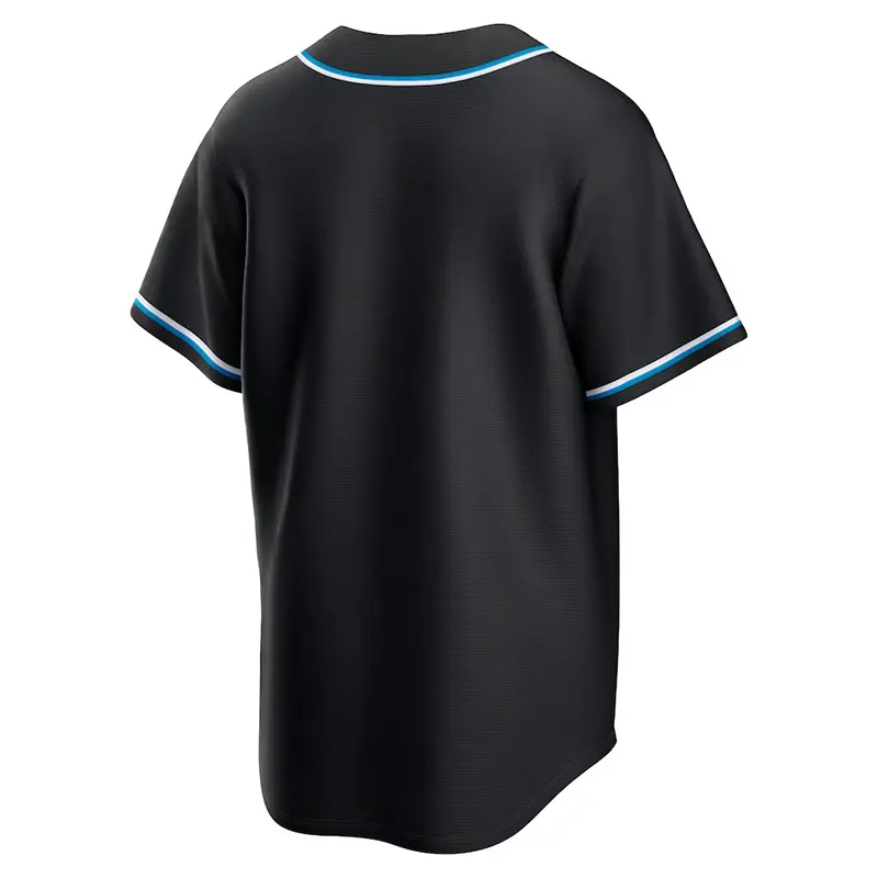 MLB Mens Miami Marlins Nike Black Out Jersey - Image 3