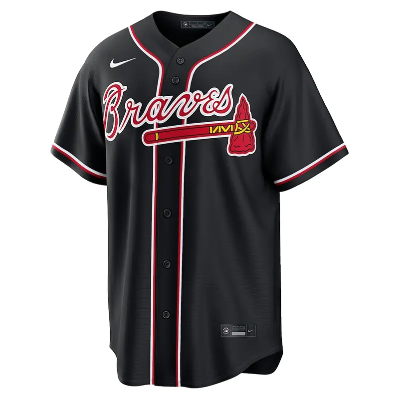 MLB Mens Atlanta Braves Ronald Acuña Jr. Nike Black Out Jersey - Image 2