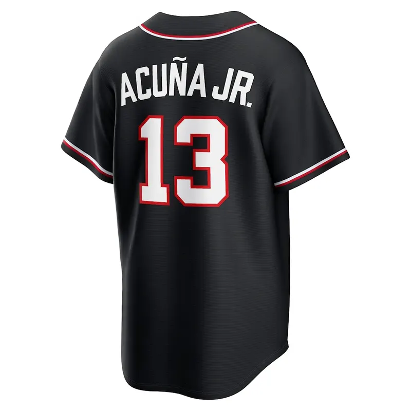 MLB Mens Atlanta Braves Ronald Acuña Jr. Nike Black Out Jersey - Image 3