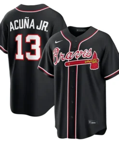 MLB Mens Atlanta Braves Ronald Acuña Jr. Nike Black Out Jersey