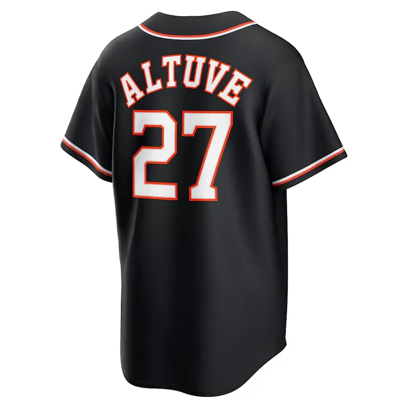 MLB Mens Houston Astros Jose Altuve Nike Black Out Jersey - Image 3