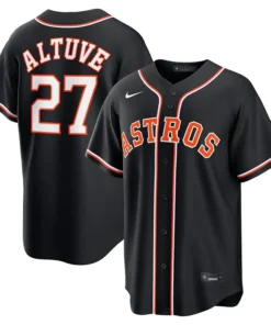 MLB Mens Houston Astros Jose Altuve Nike Black Out Jersey