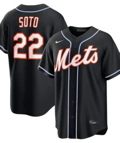 MLB Mens New York Mets Juan Soto Nike Black Out Jersey