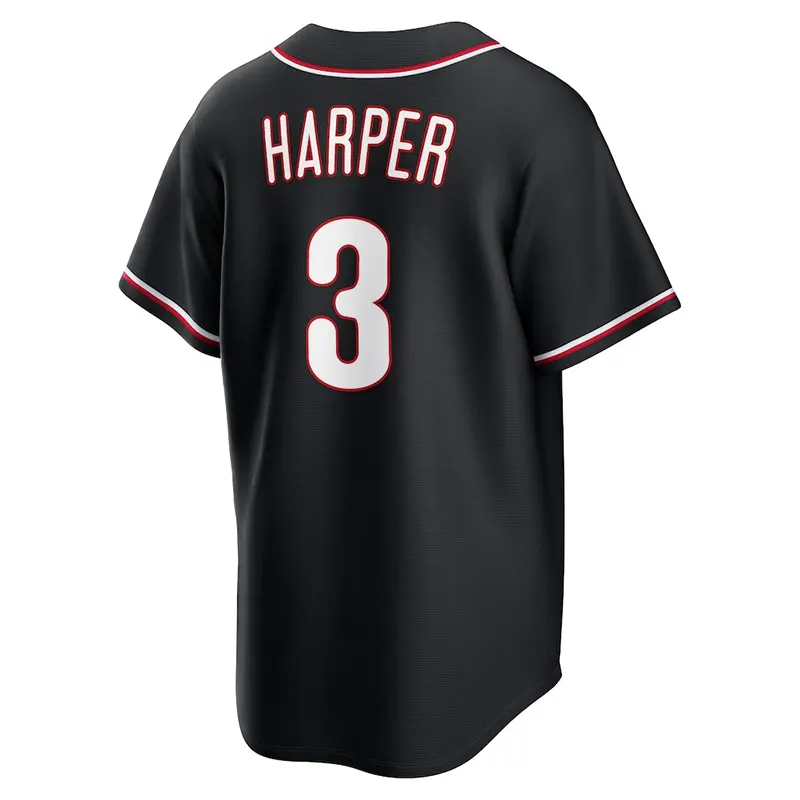 MLB Mens Philadelphia Phillies Bryce Harper Nike Black Out Jersey - Image 3