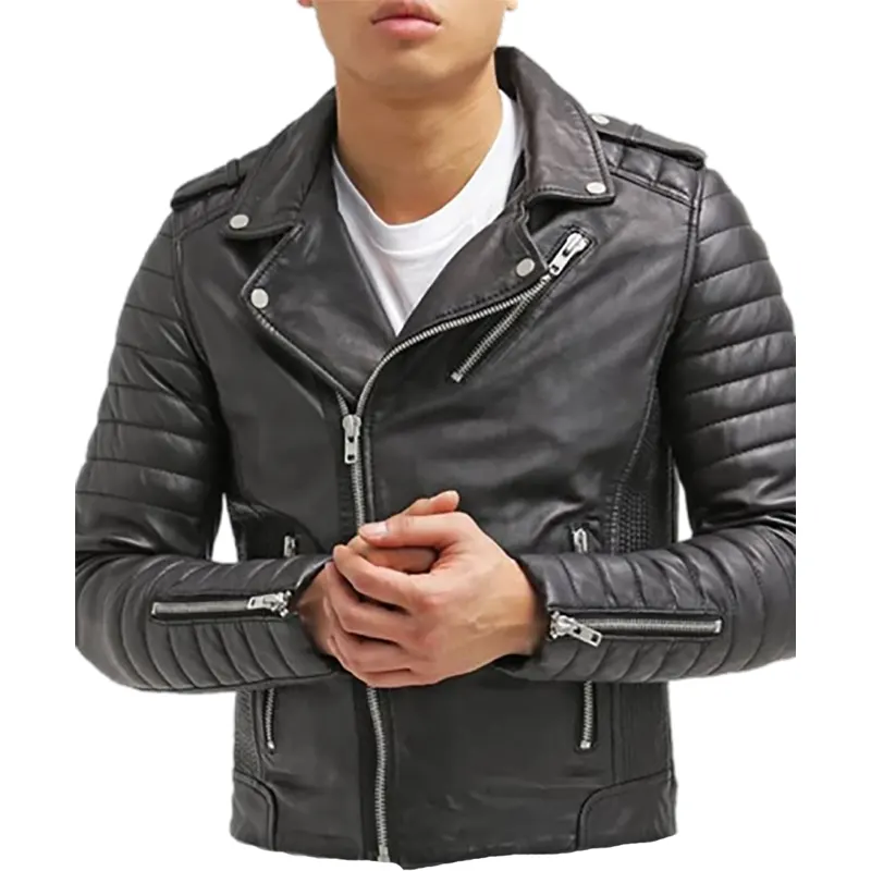 Men's Biker Black Slim Fit Leather Jacket