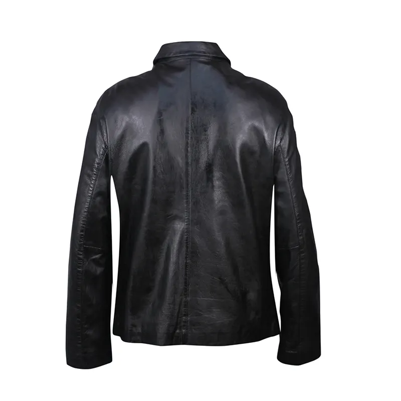 Men's Classic Zipped Biker Leather Jacket - Image 2