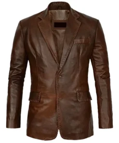 Men Dark Brown Stylish Leather Blazer