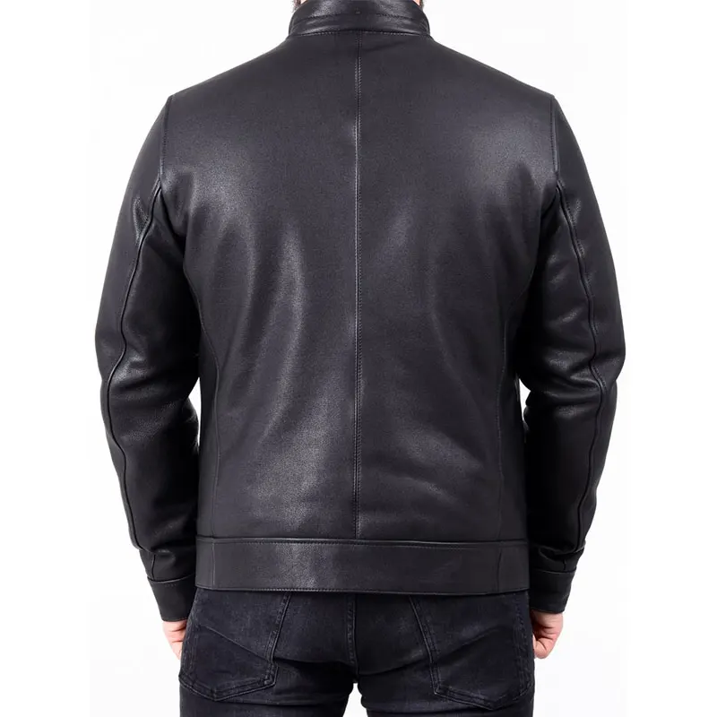 Men's Genuine Leather Biker Jacket - Image 2