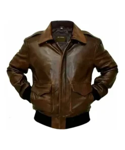 Mens A2 Aviator Flight US Navy Bomber Distressed Chocolate Brown Genuine Leather Jacket