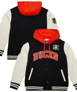 Mens Anaheim Ducks Mitchell & Ness Courtside Varsity Jacket