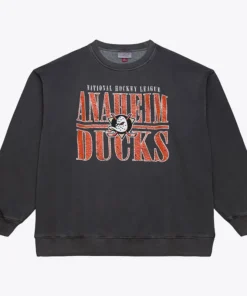 Mens Anaheim Ducks Mitchell & Ness Downtown Fleece Crew