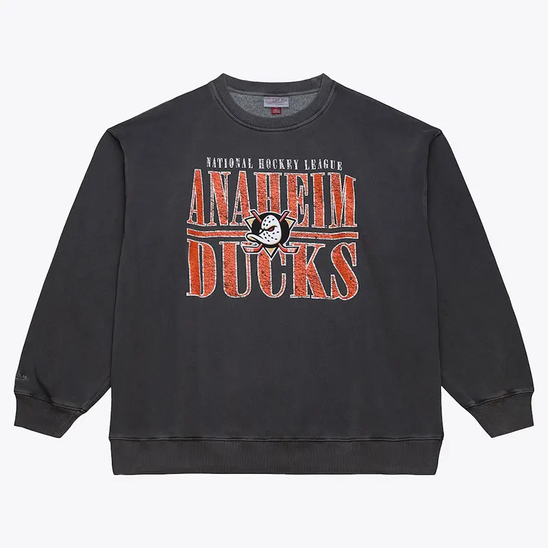 Mens Anaheim Ducks Mitchell & Ness Downtown Fleece Crew