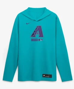 Mens Arizona Diamondbacks Nike Aqua City Connect Dri-FIT Long Sleeve Hooded T-Shirt