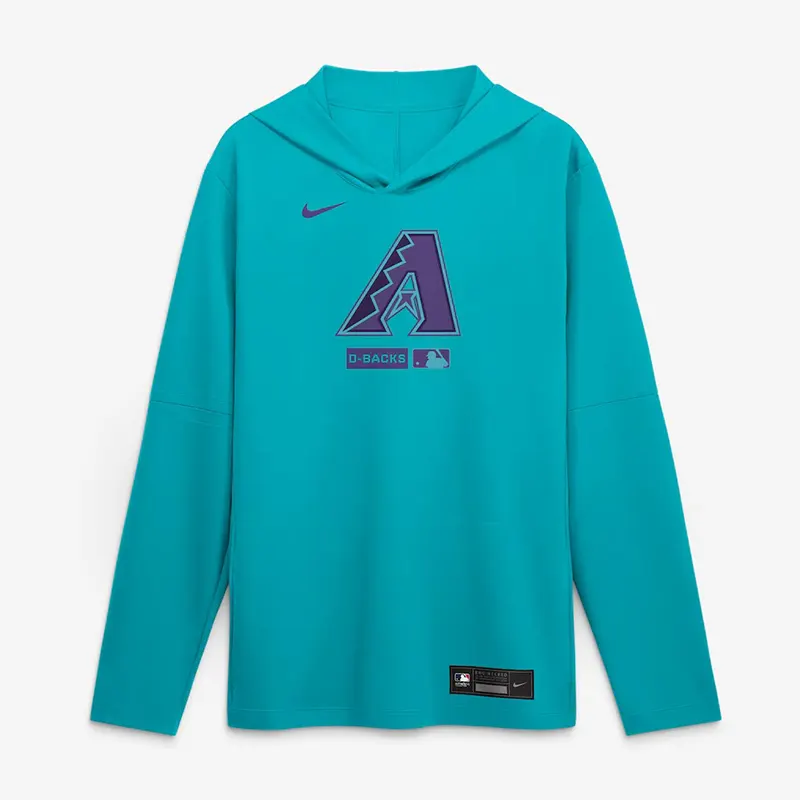 Mens Arizona Diamondbacks Nike Aqua City Connect Dri-FIT Long Sleeve Hooded T-Shirt