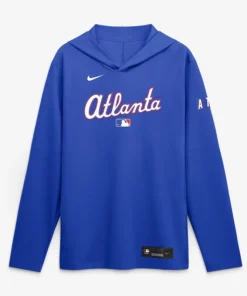 Mens Atlanta Braves Nike Light Blue 2026 City Connect Dri-FIT Long Sleeve Hooded T-Shirt