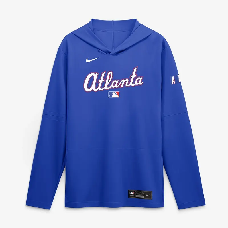 Mens Atlanta Braves Nike Light Blue 2026 City Connect Dri-FIT Long Sleeve Hooded T-Shirt