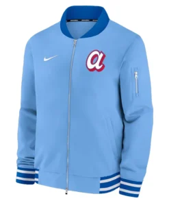 Mens Atlanta Braves Nike Light Blue Full-Zip Bomber Jacket