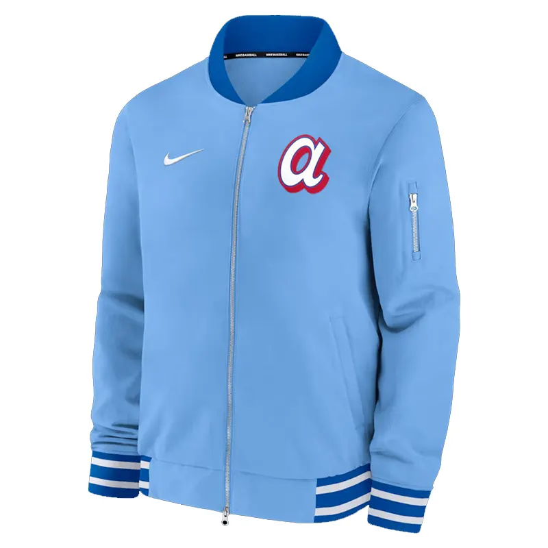 Mens Atlanta Braves Nike Light Blue Full-Zip Bomber Jacket