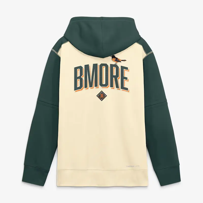 Mens Baltimore Orioles Nike Cream 2026 City Connect Authentic Collection Therma-FIT Hoodie - Image 3