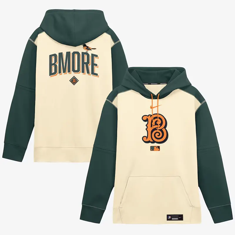 Mens Baltimore Orioles Nike Cream 2026 City Connect Authentic Collection Therma-FIT Hoodie