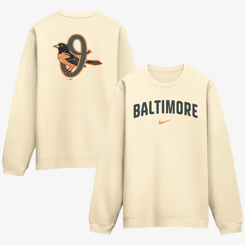 Men's Baltimore Orioles Nike Cream 2026 City Connect Club 2-Hit Sweatshirt