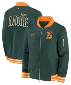 Mens Baltimore Orioles Nike Green 2026 Full-Zip Bomber Jacket