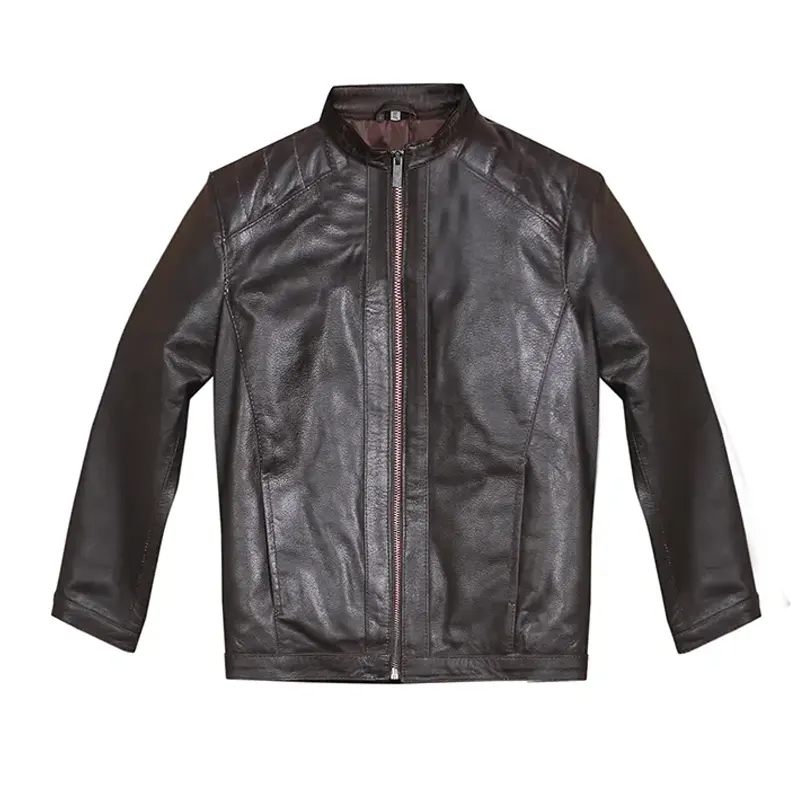 Men's Biker Dark Brown Leather Jacket