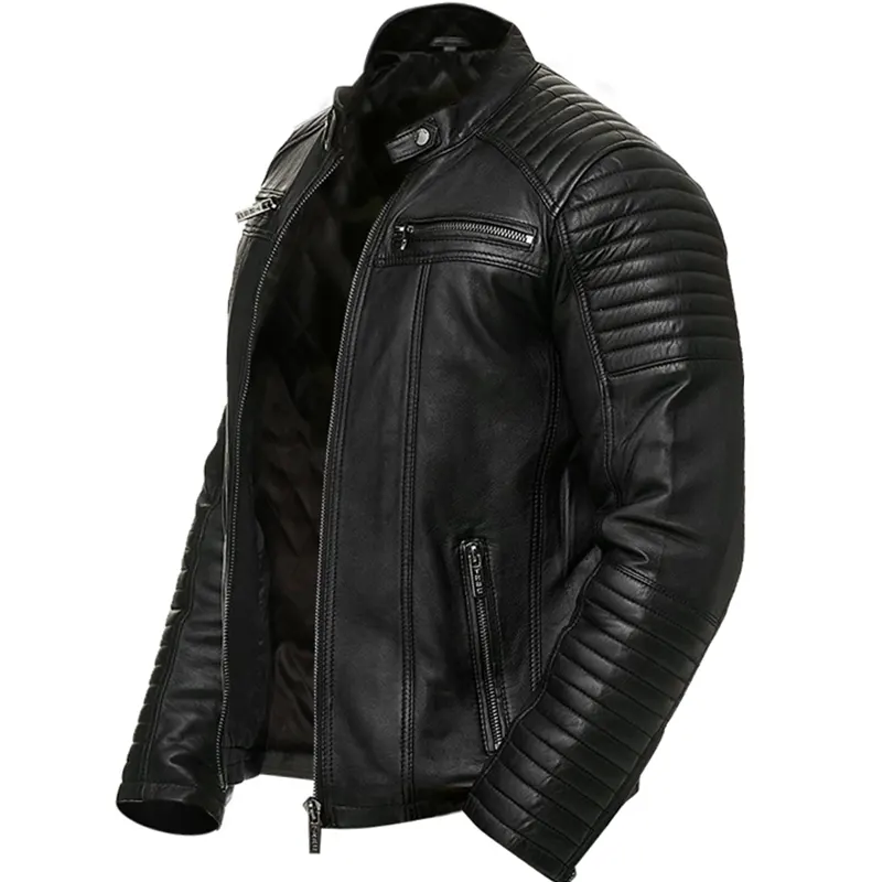 Men's Vintage Retro Faux Antique Spider Biker Leather Jacket - Image 3