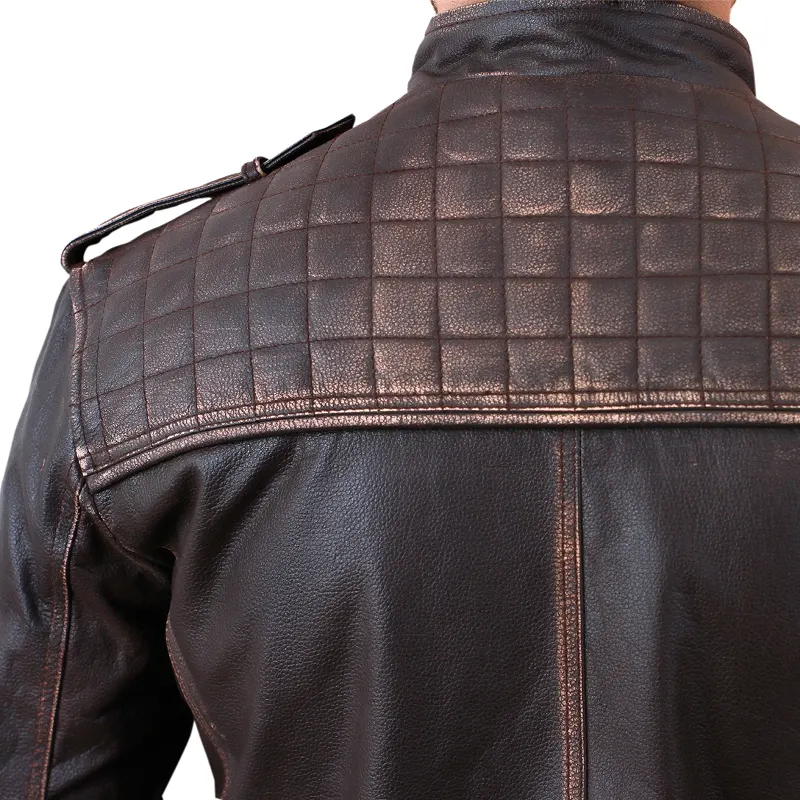 Men's Retro Biker Style Genuine Leather Jacket - Image 3