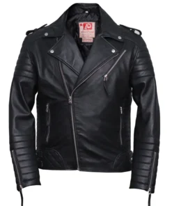 Men's Black Brando Diamond Design Motorcycle Leather Jacket