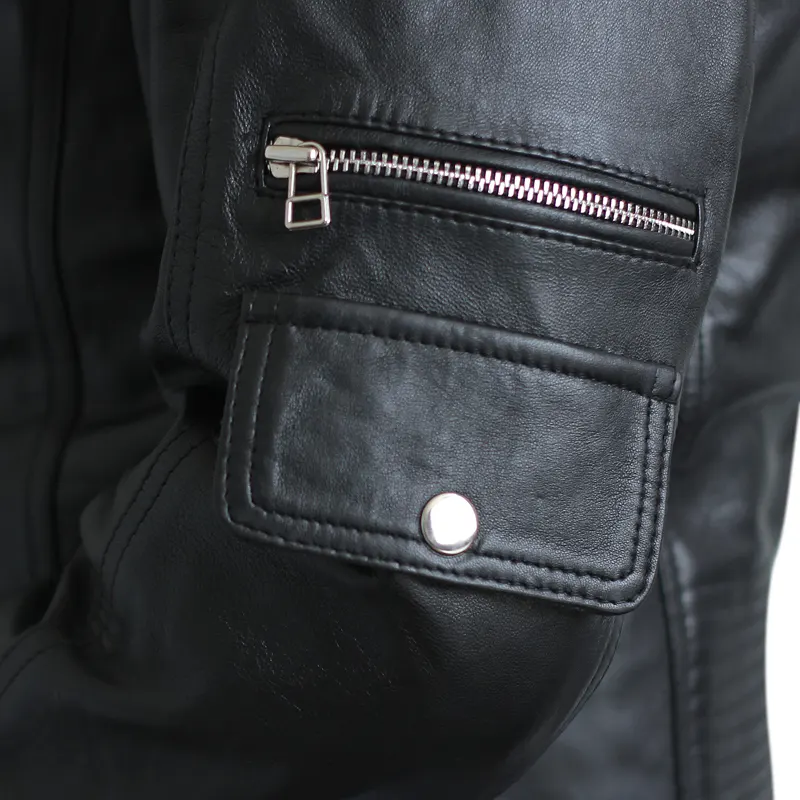 Men's Vintage Retro Biker Leather Jacket - Image 6