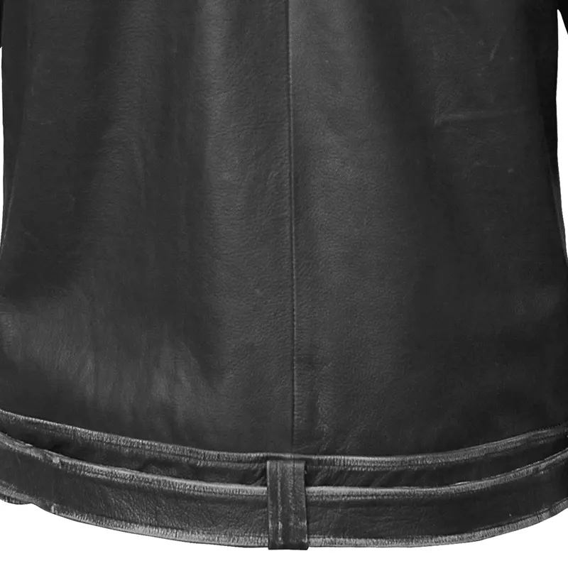 Men's Asymmetrical Zipper Biker Leather Jacket - Image 6